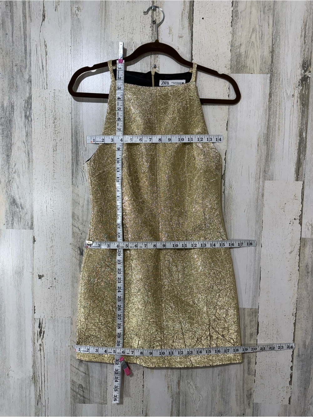 Zara Gold Metallic Sleeveless Mini Dress - Picture 5 of 14